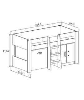 CAMA BLOCK C/MESA ESTUDIO MOD.DONALD ANDERSEN-GRAFITO