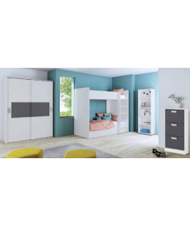 DORMITORIO CON ARMARIO MOD.DONALD AMBIENTE 14BCOLOR ANDERSEN GRAFITO