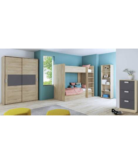 DORMITORIO CON ARMARIO MOD.DONALD AMBIENTE 14DCOLOR PUCCINI GRAFITO