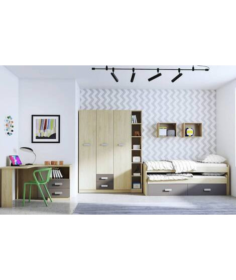 DORMITORIO CON ARMARIO MOD.DONALD AMBIENTE 12DCOLOR PUCCINI GRAFITO