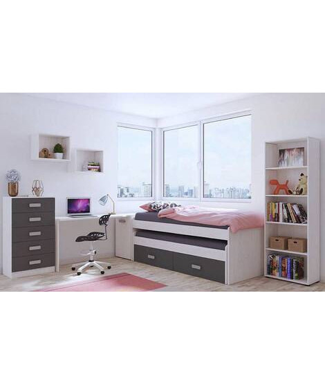 DORMITORIO S/ARMARIO MOD.DONALD AMBIENTE 13CCOLOR ANDERSEN GRAFITO