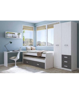 DORMITORIO CON ARMARIO MOD.DONALD AMBIENTE 10BCOLOR ANDERSEN GRAFITO