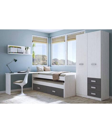 DORMITORIO CON ARMARIO MOD.DONALD AMBIENTE 10BCOLOR ANDERSEN GRAFITO