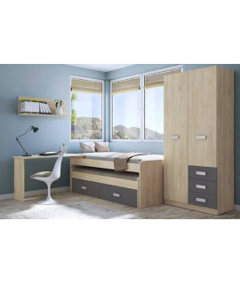 DORMITORIO CON ARMARIO MOD.DONALD AMBIENTE 10DCOLOR PUCCINI GRAFITO