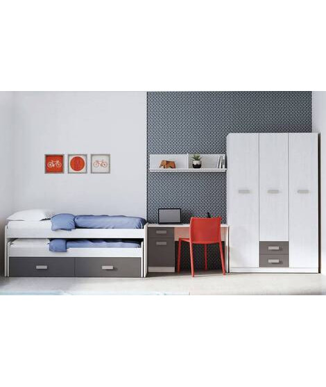 DORMITORIO CON ARMARIO MOD.DONALD AMBIENTE 11ACOLOR ANDERSEN GRAFITO