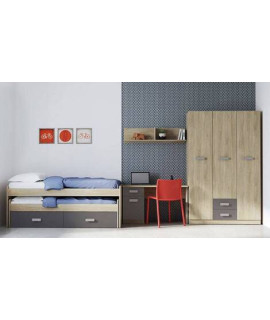 DORMITORIO CON ARMARIO MOD.DONALD AMBIENTE 11DCOLOR PUCCINI GRAFITO