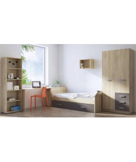 DORMITORIO CON ARMARIO MOD.DONALD AMBIENTE 9ACOLOR PUCCINI GRAFITO