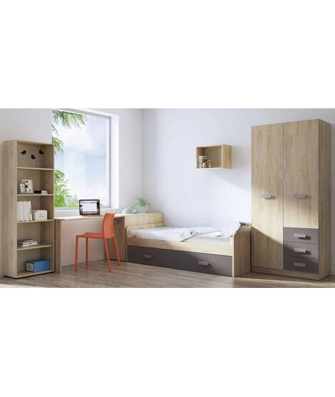 DORMITORIO CON ARMARIO MOD.DONALD AMBIENTE 9ACOLOR PUCCINI GRAFITO