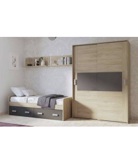 DORMITORIO CON ARMARIO MOD.DONALD AMBIENTE 7DCOLOR PUCCINI GRAFITO