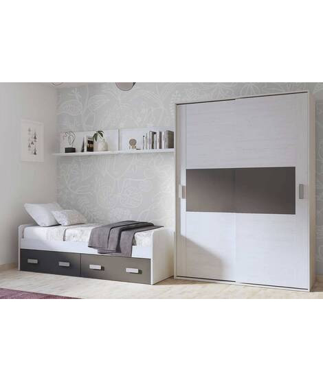 DORMITORIO CON ARMARIO MOD.DONALD AMBIENTE 7ACOLOR ANDERSEN GRAFITO