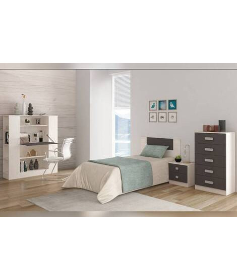DORMITORIO S/ARMARIO MOD.DONALD AMBIENTE 2BCOLOR ANDERSEN GRAFITO