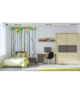 DORMITORIO CON ARMARIO MOD.DONALD AMBIENTE 4ACOLOR PUCCINI GRAFITO