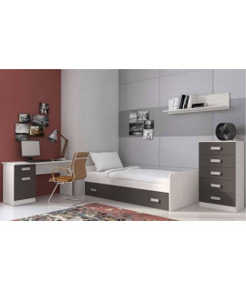 DORMITORIO S/ARMARIO MOD.DONALD AMBIENTE 1AEN COLOR ANDERSEN-GRAFITO