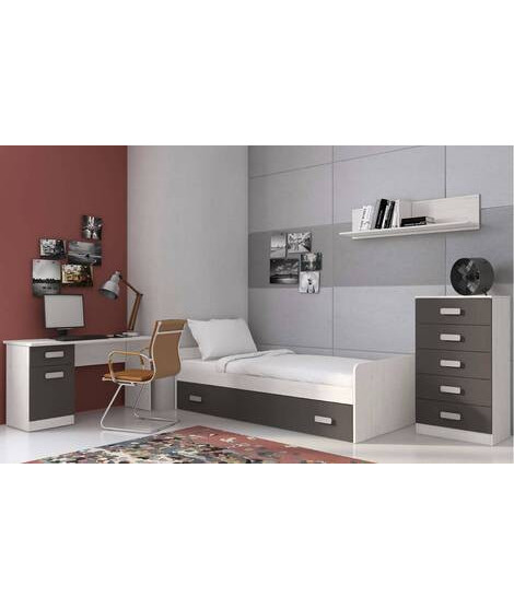 DORMITORIO S/ARMARIO MOD.DONALD AMBIENTE 1AEN COLOR ANDERSEN-GRAFITO