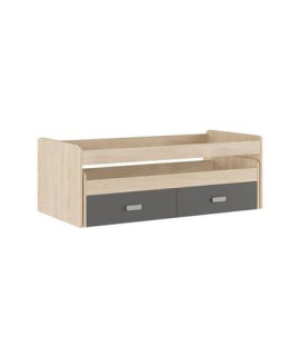 CAMA COMPACTA+C.NIDO RU.CON CAJONERA MOD.DONALD PUCCINI-GRAFITO